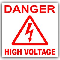 6 x Danger High Voltage Stickers-Red on White-Health and Safety-Self Adhesive Vinyl Electrical Electrician Signs 